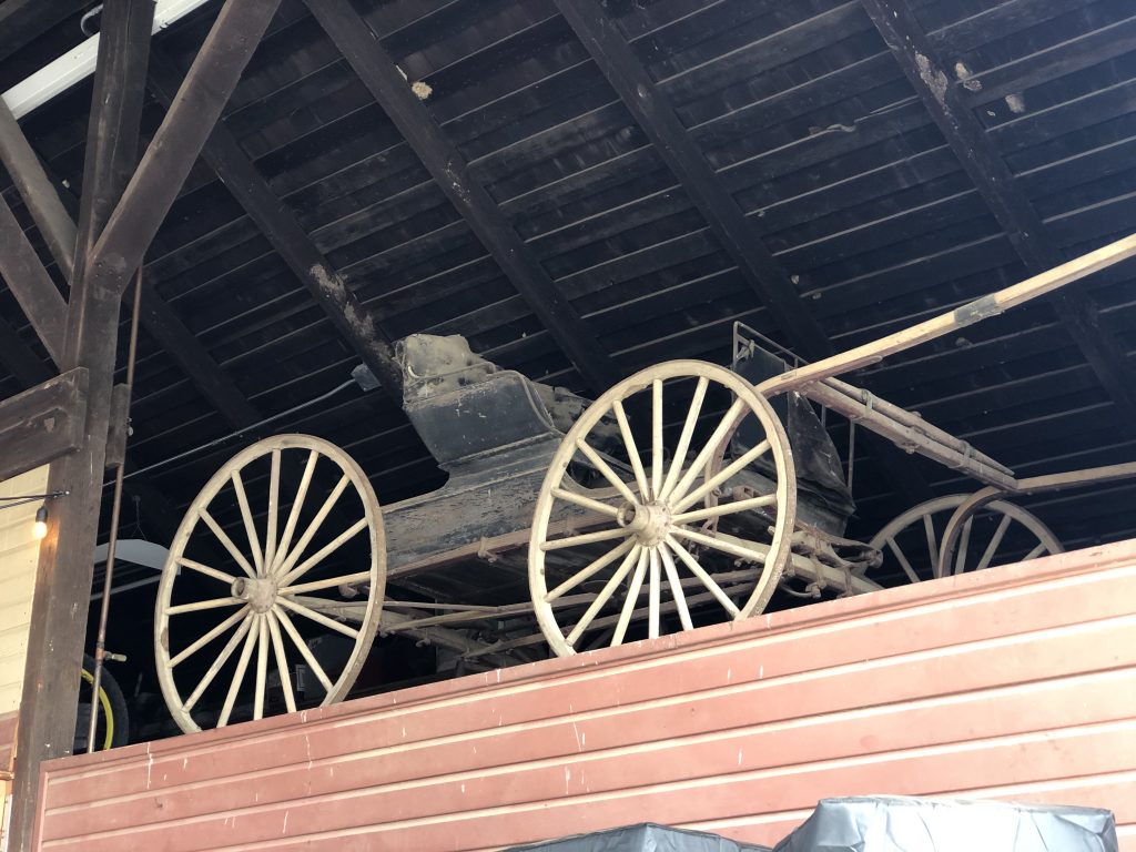 Abele Farms, Yolo County, Woodland,. Vintage buckboard used by Abele family.