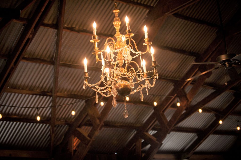 The Barn at Second Wind, Sacramento River Road, Country Farmland. Chandelier inside barn.