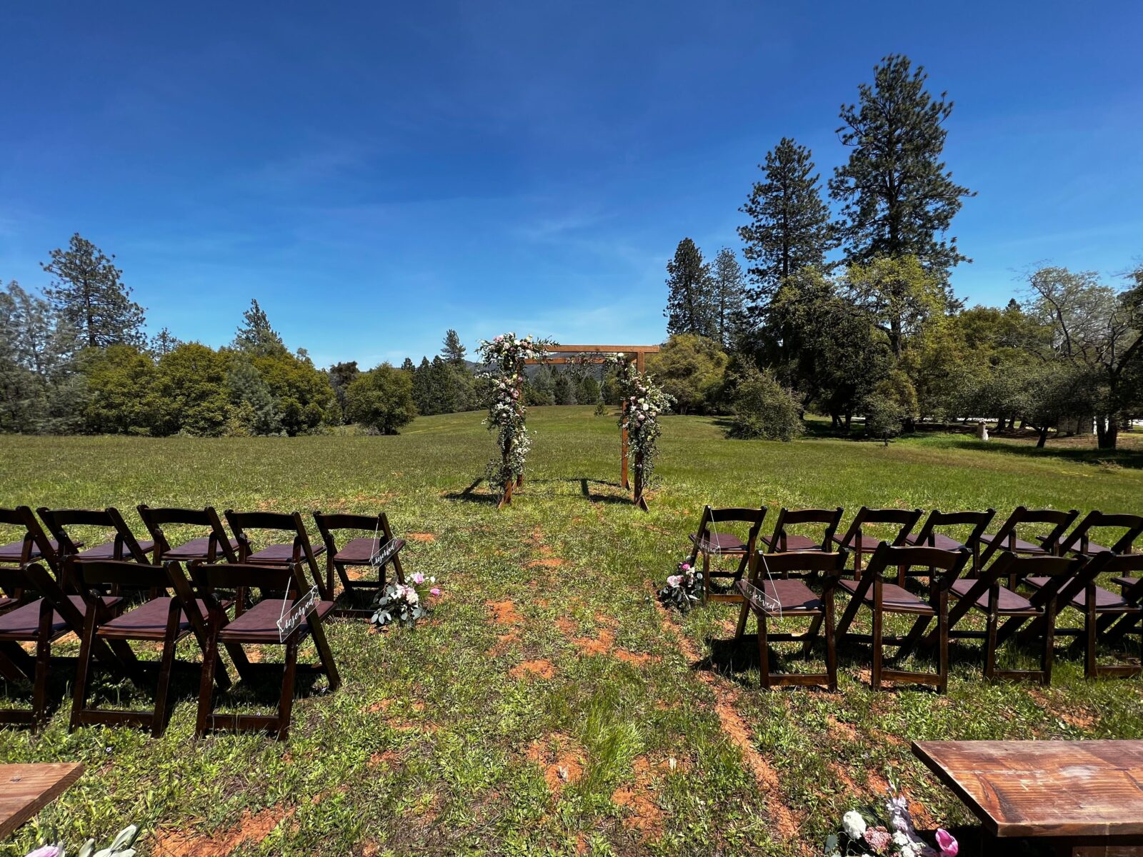 Mount Brow Vineyard, Gold Country, Sonora, CA.  Ceremony on upper meadow