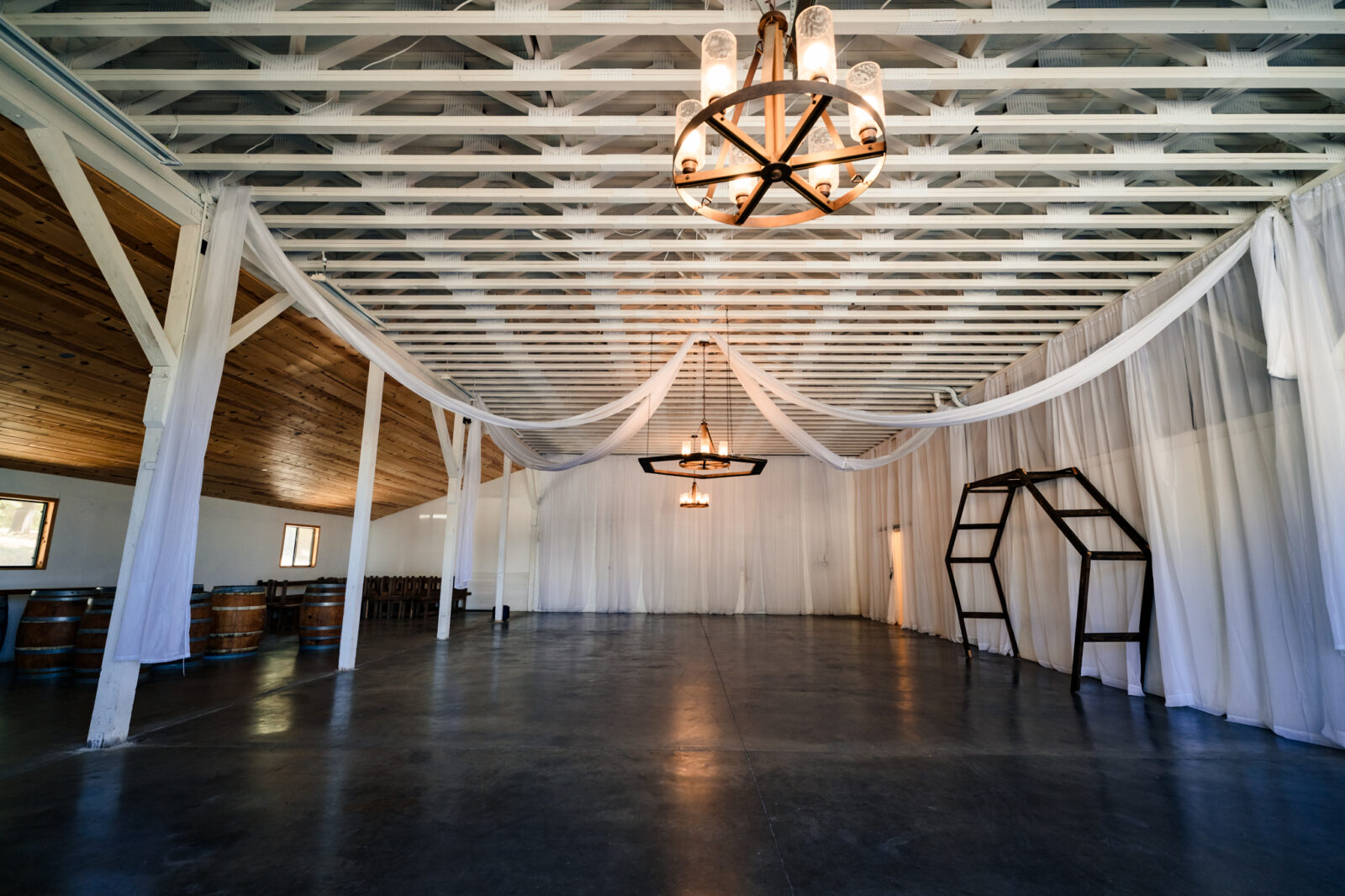 Mount Brow Vineyard, Gold Country, CA.  Inside event barn.