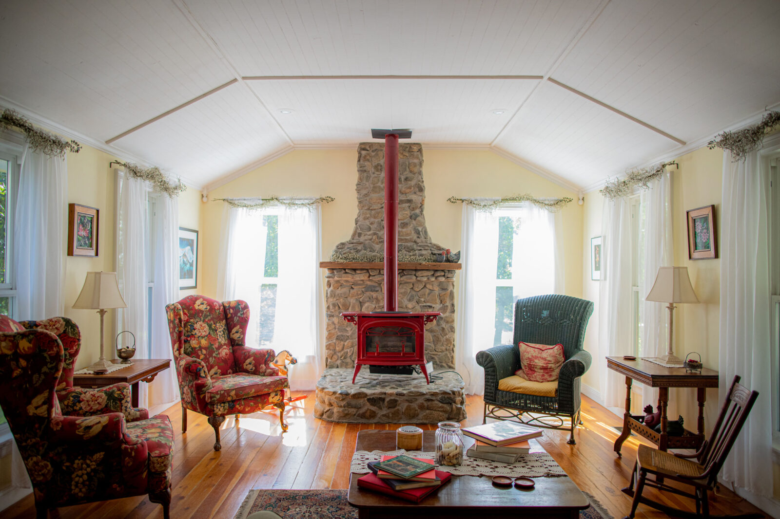 Flower Farm Inn, Loomis, Placer County, CA.  Living room of farmhouse.